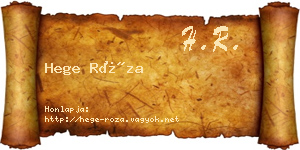 Hege Róza névjegykártya
